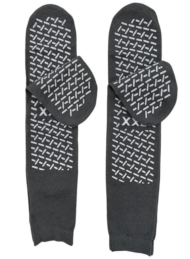 Comfort Axis Double Tread Non-Skid XX-Large Comfort Safety Socks, Grey (Pack of 6) - Image 2